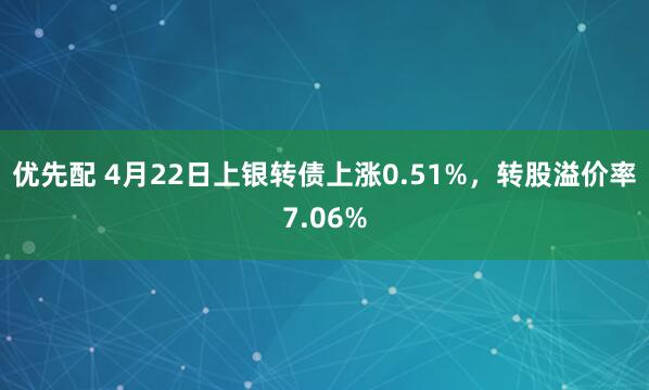 优先配 4月22日上银转债上涨0.51%，转股溢价率7.06%