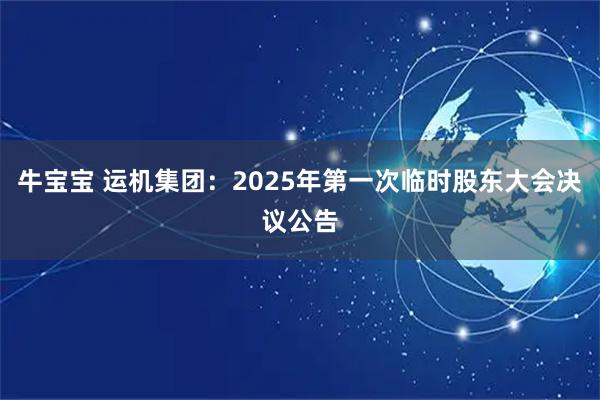 牛宝宝 运机集团：2025年第一次临时股东大会决议公告