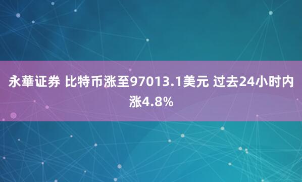 永華证券 比特币涨至97013.1美元 过去24小时内涨4.8%